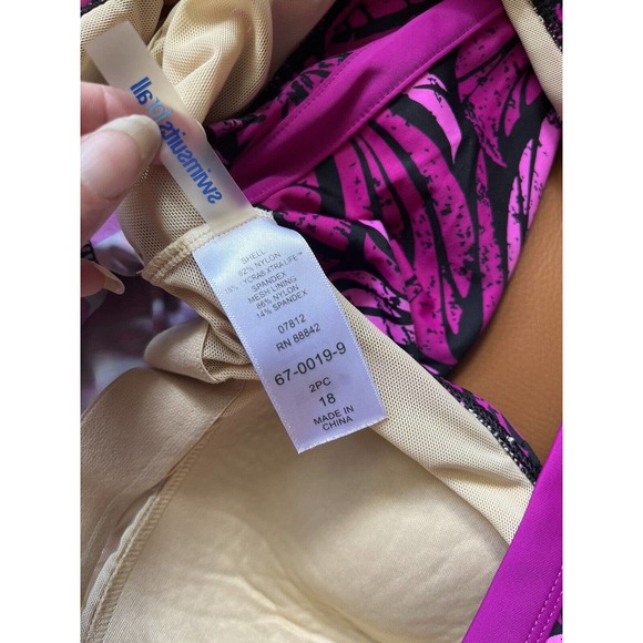 Swimsuits for All Women's Fuchsia Floral V Neck Padded Modest Tankini Top Sz 18 - Picture 6 of 6